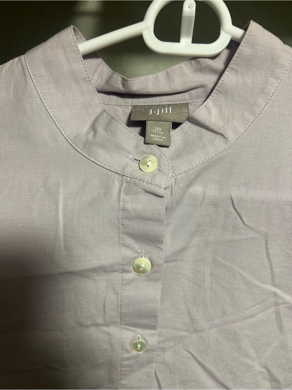 J. Jill Men's Lilac Band-Collar Button-Down Shirt